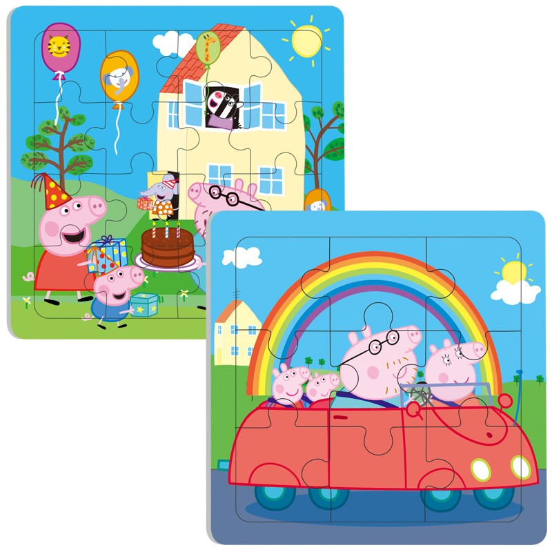 凯柯锐玩具 多系列进阶拼图框式设计底图印刷纸质 卡通图案 男女孩2-6岁礼物 D款组合:9片+16片(共2张)