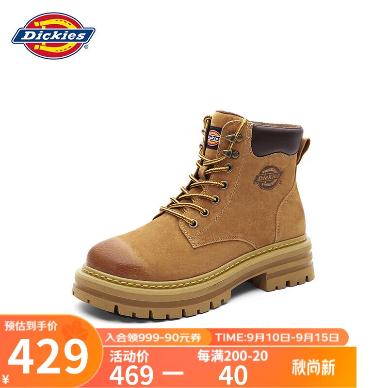 Dickies女士马丁靴女高帮时尚女靴透气舒适情侣靴百搭短靴工装靴女 土黄 37 怎么样,好用不?