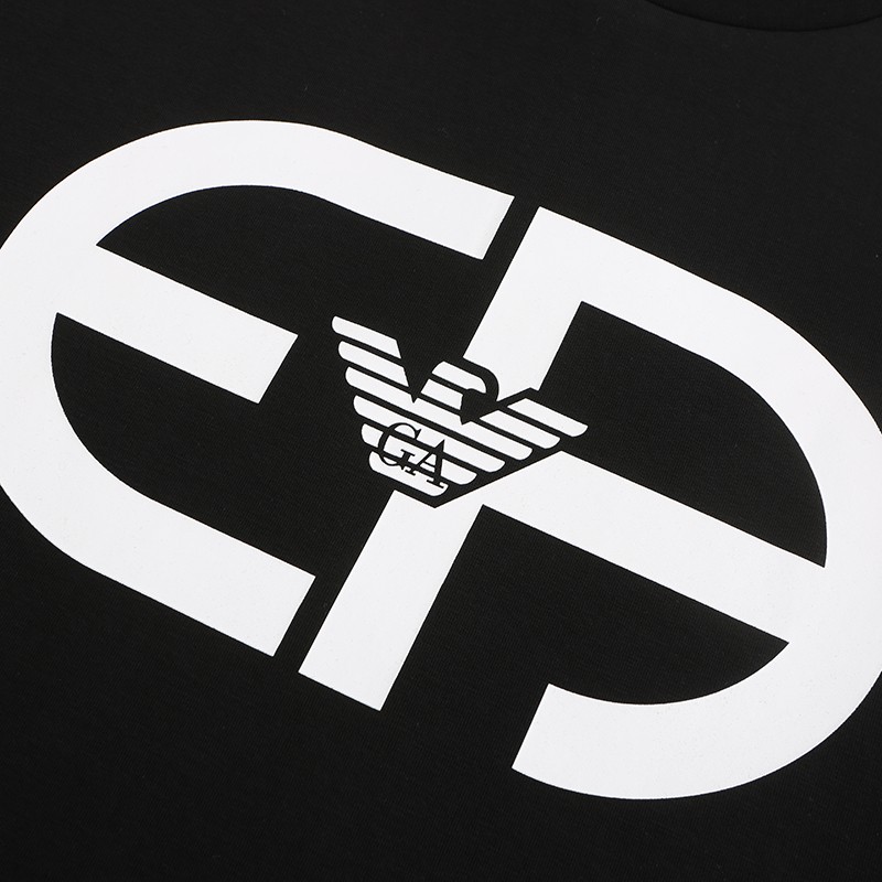 阿玛尼 armani 男士圆领卫衣修身套头上衣太空棉秋冬新款 黑色 m