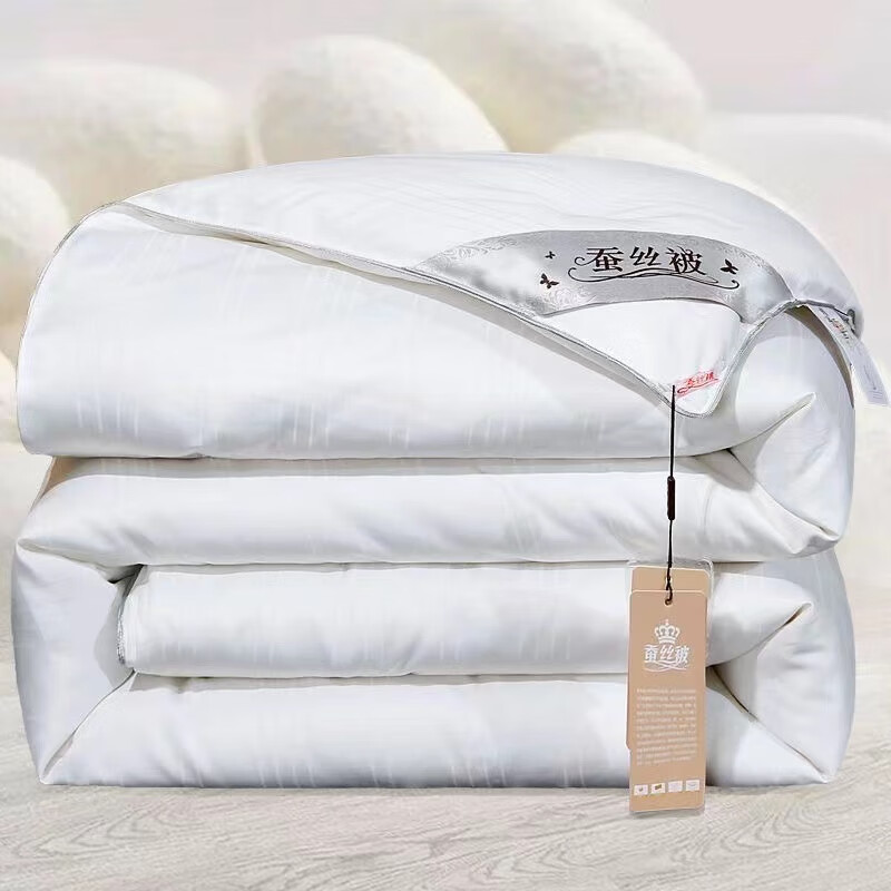 水晶家纺蚕丝被100%高档桑蚕丝加厚春秋冬被子母被芯婚庆四季通用 专柜正品【月光白】100%桑蚕丝 220x240cm【4+8】拉链款子母被