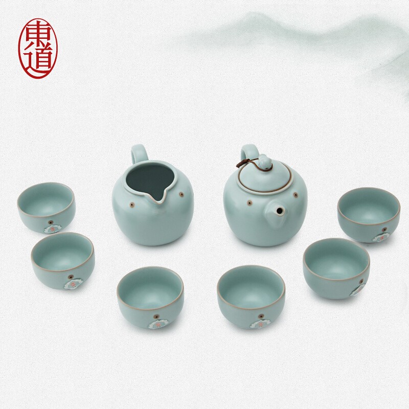 东道汝窑生肖系列限量版金鸡送福茶壶套组一壶六杯泡茶壶茶海茶杯收藏