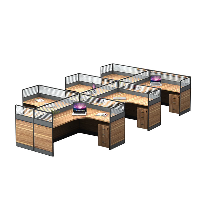 欧宝美办公家具职员办公桌屏风工位卡座隔断组合办公桌员工电脑桌干字型六人位