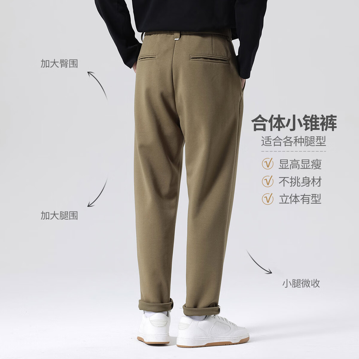 布衣传说 抗皱精梳棉 秋季新款休闲裤子男宽松百搭商务小西装长裤 深灰 29