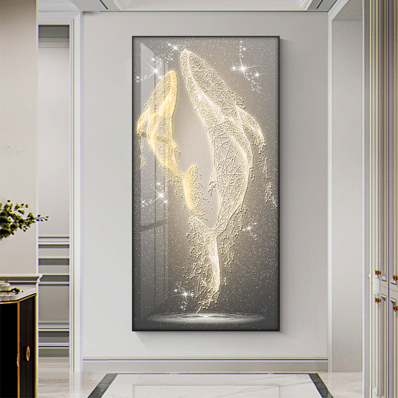 sku-01-kf1-鱼跃龙门 50*100 高端晶钻画带灯 金框