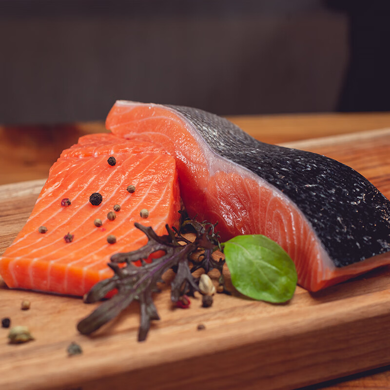 禧美海产 冷冻智利三文鱼块200g(银鲑菲力) 带皮去刺切块 1-2块 海鲜 [爆款]银鲑三文鱼排 400g