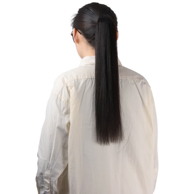 美丝莎儿真发马尾全真发高抓夹马尾假发女高端新款小抓夹马尾辫子自然超轻 抓夹马尾45CM60克【发尾加厚】 自然黑怎么样,好用不?
