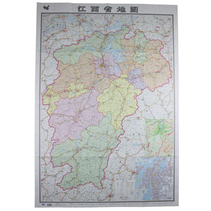 江西省地图行政地图墙贴交通旅游自驾游自助游地形图2020年新版
