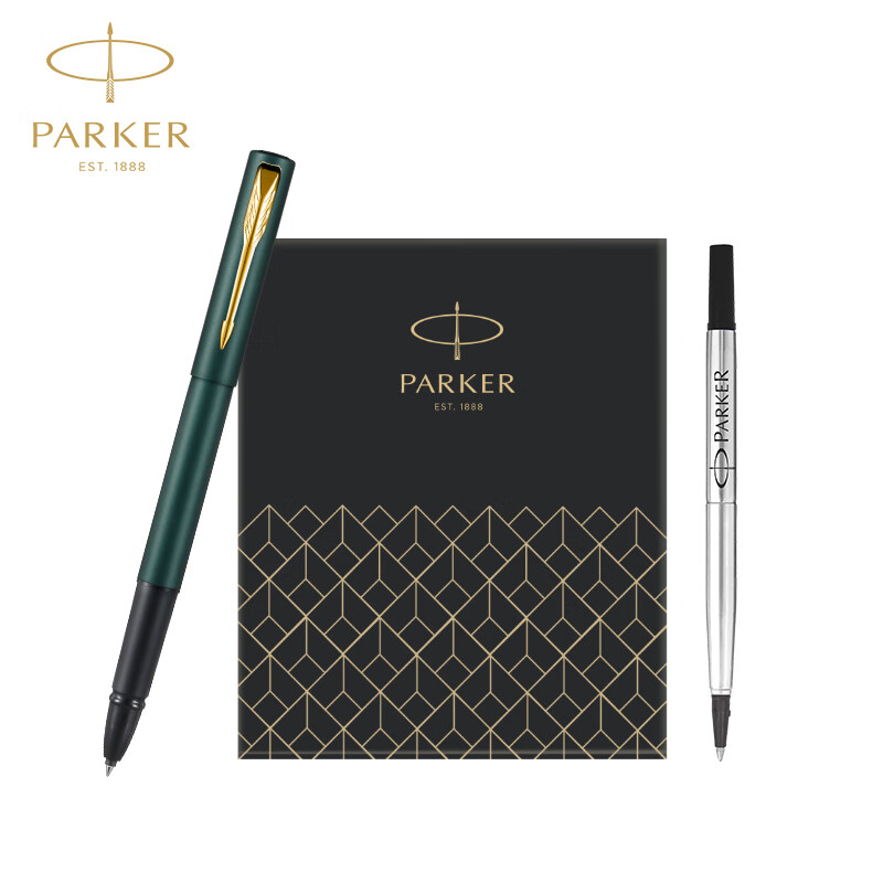派克（PARKER）宝珠笔 圆珠笔 签字笔 商务送礼 男女文具套装礼品 威雅XL森林绿金夹宝珠笔+笔芯礼盒