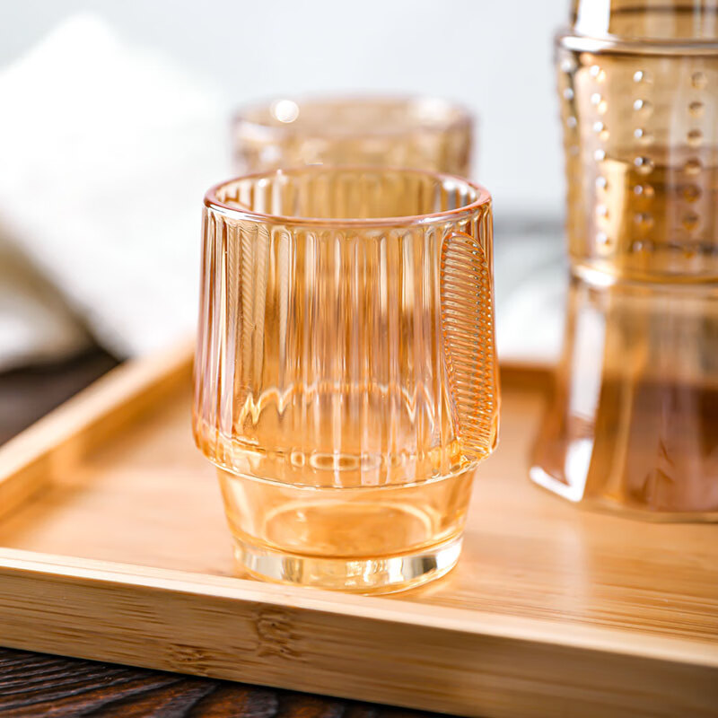 乐唯诗（LOVWISH） 乐唯诗 锦鲤叠叠水杯耐热玻璃杯创意杯子酒杯果汁杯 锦鲤叠叠杯【透明】4件套