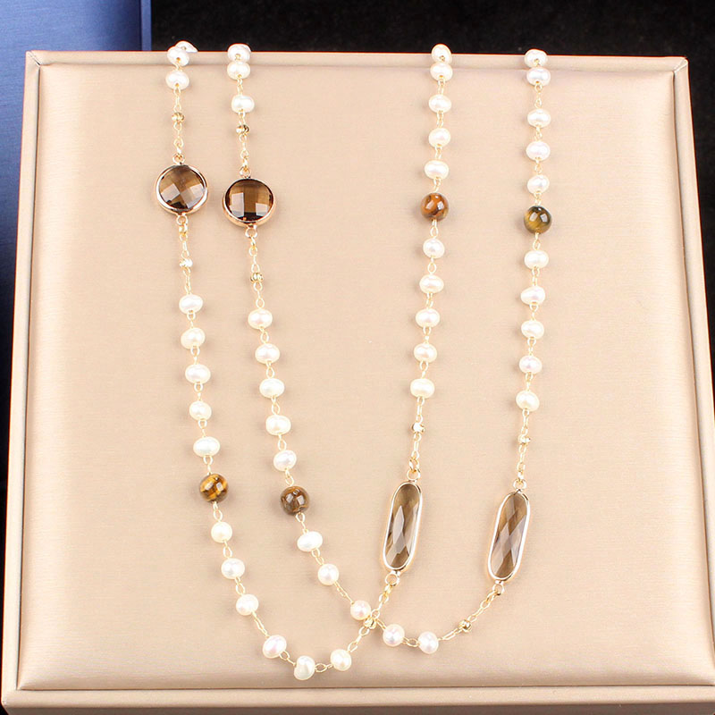 5mm白色珍珠韩版手工毛衣链 d076