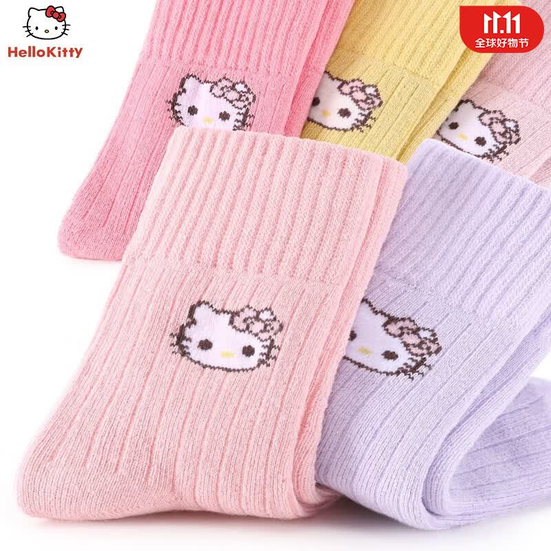 Hello Kitty凯蒂猫儿童袜子冬棉袜加厚毛圈暖女童公主中筒学生幼儿宝宝短袜 毛圈袜5双装19135 18-20cm/适合6-8岁怎么看?