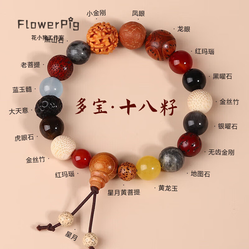 flowerpig 灵隐十八籽菩提子手串男女情侣手链多宝珠文玩饰品 灵隐
