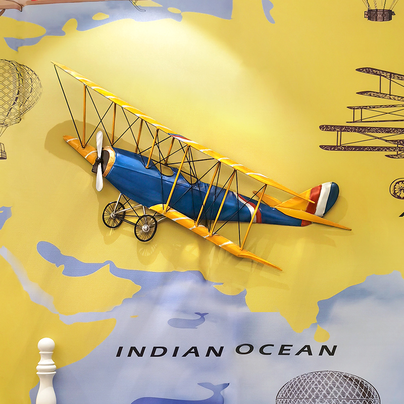 室内(snnei)儿童房墙面装饰品 飞机造型个性墙壁挂件 创意3d立体铁艺