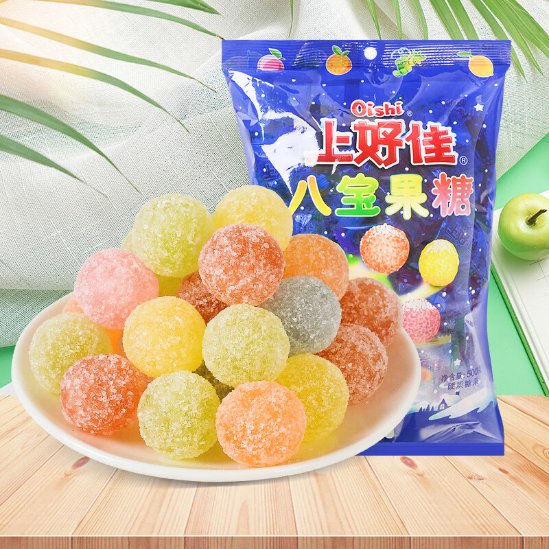 沙湾珍福(sha wan)上好佳八宝果糖薄荷糖500g休闲零食硬糖水果糖喜糖