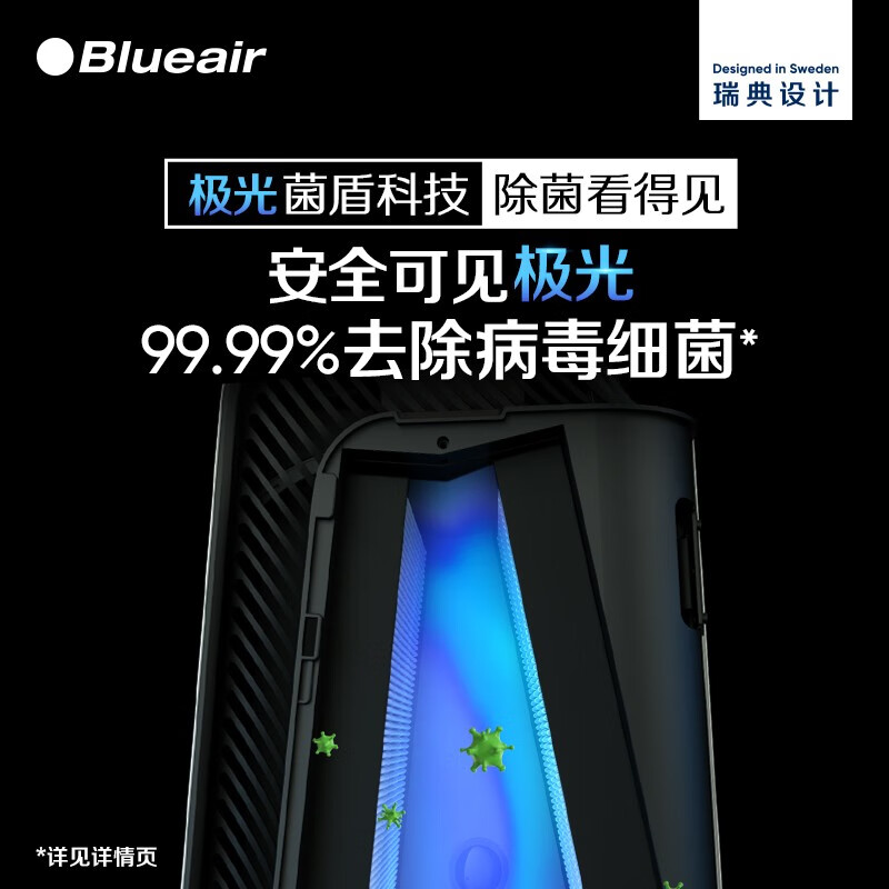 布鲁雅尔（Blueair）空气净化器 8660i 除甲醛病菌雾霾PM2.5颗粒物过敏原异味 家用卧室空气净化机 极光智能菌盾Pro8660i