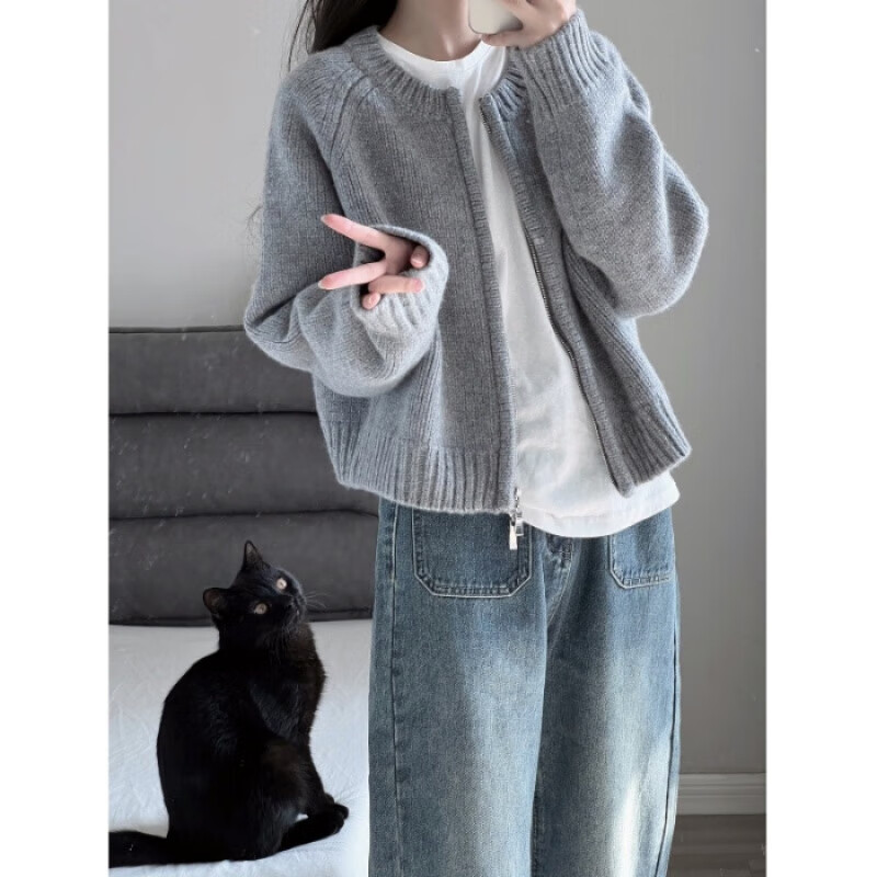 索菲堡 毛衣女春秋款2023新款复古日系慵懒风外套女针织开衫百搭外套 灰色 均码使用感如何?