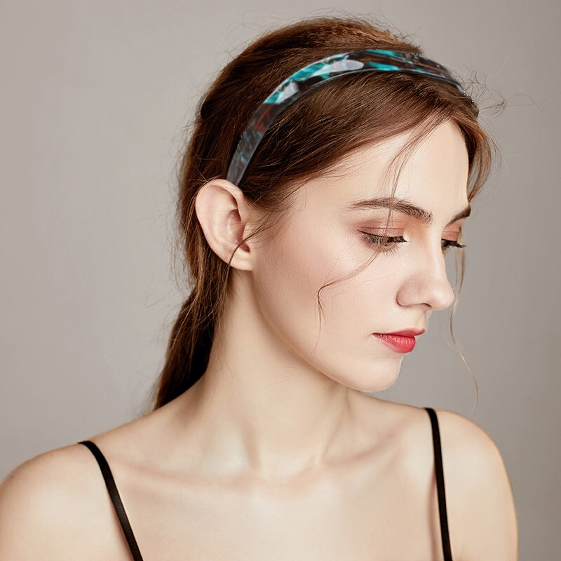 扇尾鱼发饰复古醋酸板材基础款玳瑁纹带齿防滑发箍洗脸头箍 醋酸发箍