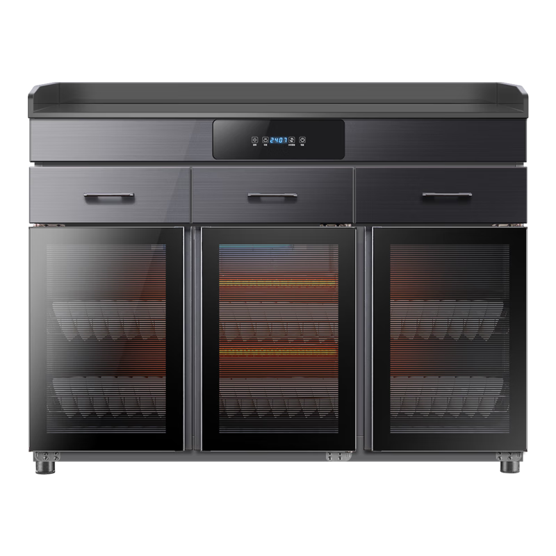 奥克斯（AUX）茶水消毒柜商用家用立式大容量餐厅餐饮酒店饭店餐具茶杯消毒碗柜多功能茶水配餐商用消毒柜 114cm带抽电脑款三门臭氧+紫外线