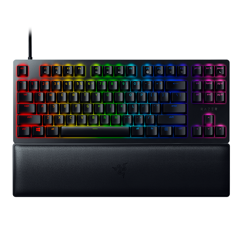 RAZER 雷蛇 猎魂光蛛 V2 竞技版 87键 有线机械键盘 黑色 线性光轴 RGB