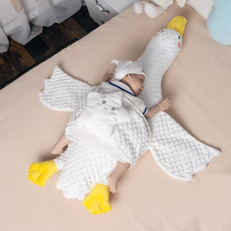 胥乐（XULE）新生婴儿趴睡排气枕头飞机抱大白鹅缓解肠绞痛胀气宝宝安抚觉 大白鹅宝宝安抚趴枕(有绑带) 1米左右