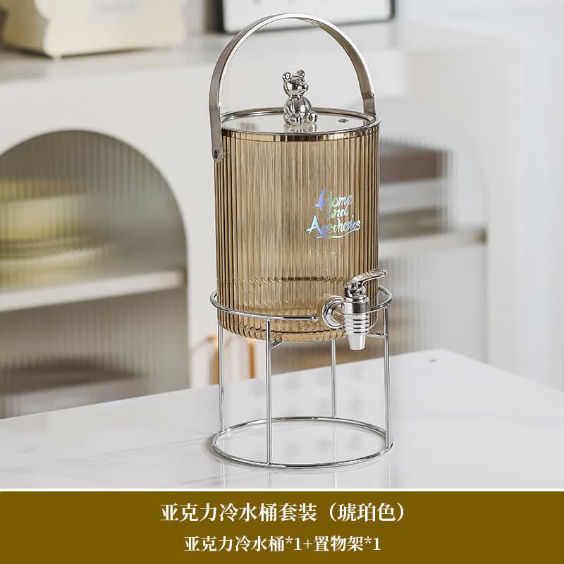 dyflon冷水壶带龙头大容量凉水壶颜值家用饮料桶创意款冷 (琥珀色)