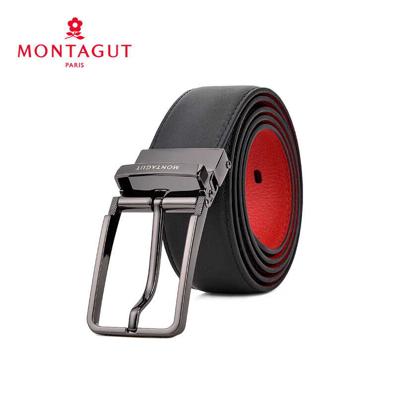 梦特娇(montagut)皮带男士新款头层牛皮针扣腰带韩版时尚牛仔裤带潮