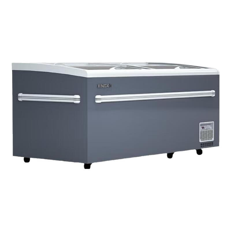 星星(xingx)展示柜冰柜大容量商用冰柜平面岛柜卧式冷冻柜超市玻璃门
