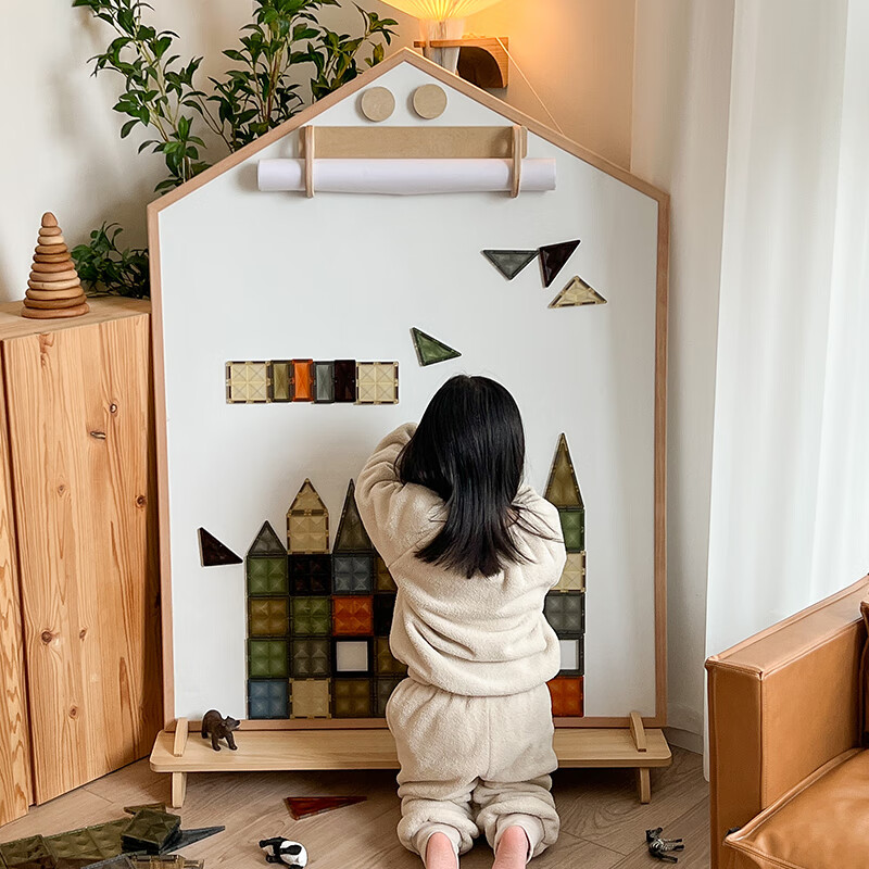 香榭美松儿童画板磁性绘画可擦写小黑板家用支架式宝宝画板白板写字板墙贴 屋型特大款MAX画板（带底座）