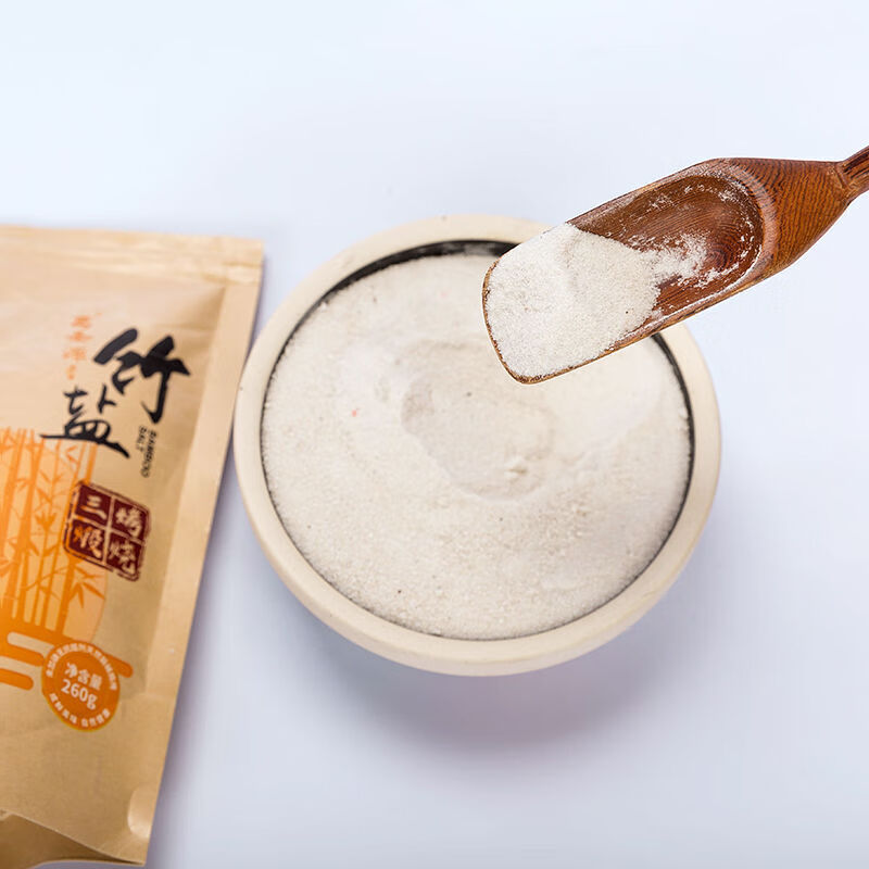 白玉兰中盐长江葛圣源三烤竹盐260g食用盐低钠弱碱无碘无抗结剂 260g*