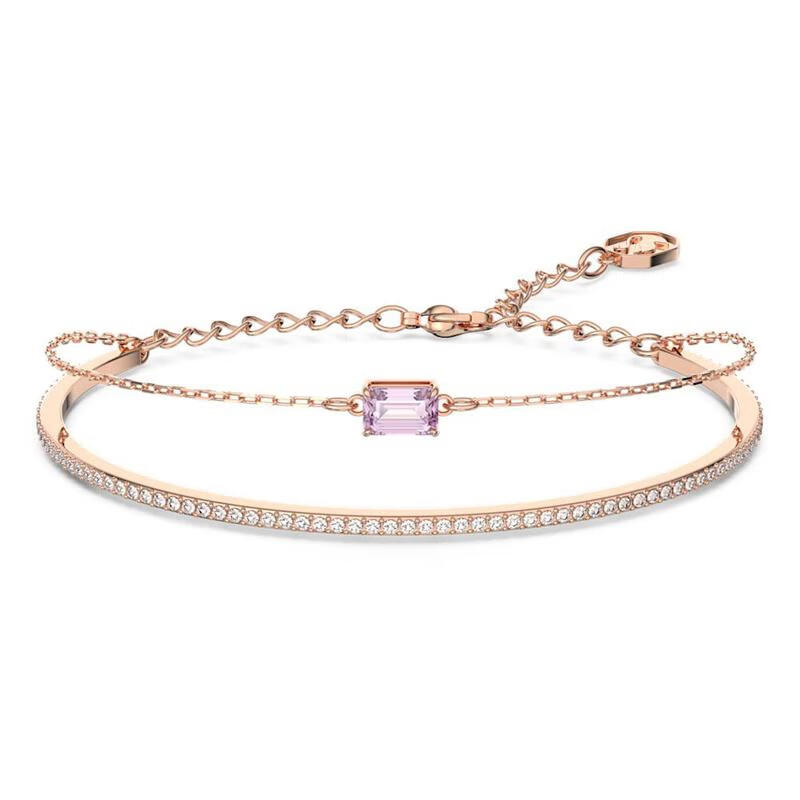 施华洛世奇(swarovski)女款millenia八角形切割水晶玫瑰金手链 送女友