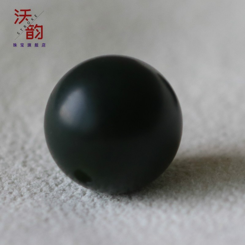 沃韵 和田玉珠子蓝调青玉散珠哑光圆珠 文玩佛珠弟子珠配饰多宝配珠