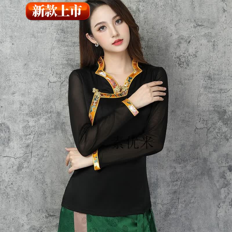 素优米(suyoumi)锅庄舞裹裙新款藏族上衣女民族风舞蹈服锅庄跳舞队服