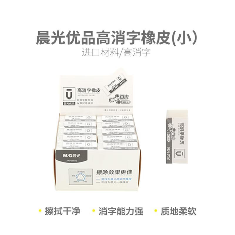 晨光（M&G）高消字大号橡皮学生文具铅笔美术檫不易留痕考试文具用品橡皮檫AXP96696 5块