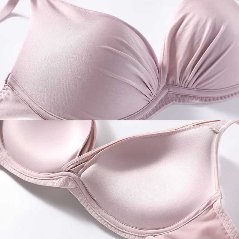 安莉芳【宋轶同款小软枕】厚杯无钢圈文胸女士深V上托小胸聚拢内衣礼物 藕色LAV 75B