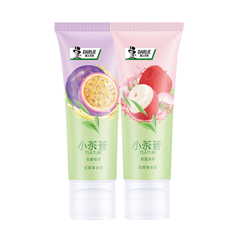 好来（DARLIE）原黑人牙膏小茶管水果茶女生茶味 清新口气口腔清洁达人推荐含氟 玫荔多妍80g+芝芝雪顶80g