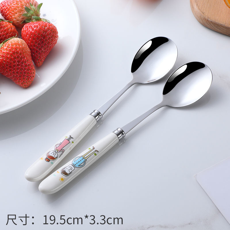 创意卡通一家四口加厚不锈钢勺子西瓜勺子儿童勺子不锈钢餐叉子 老公