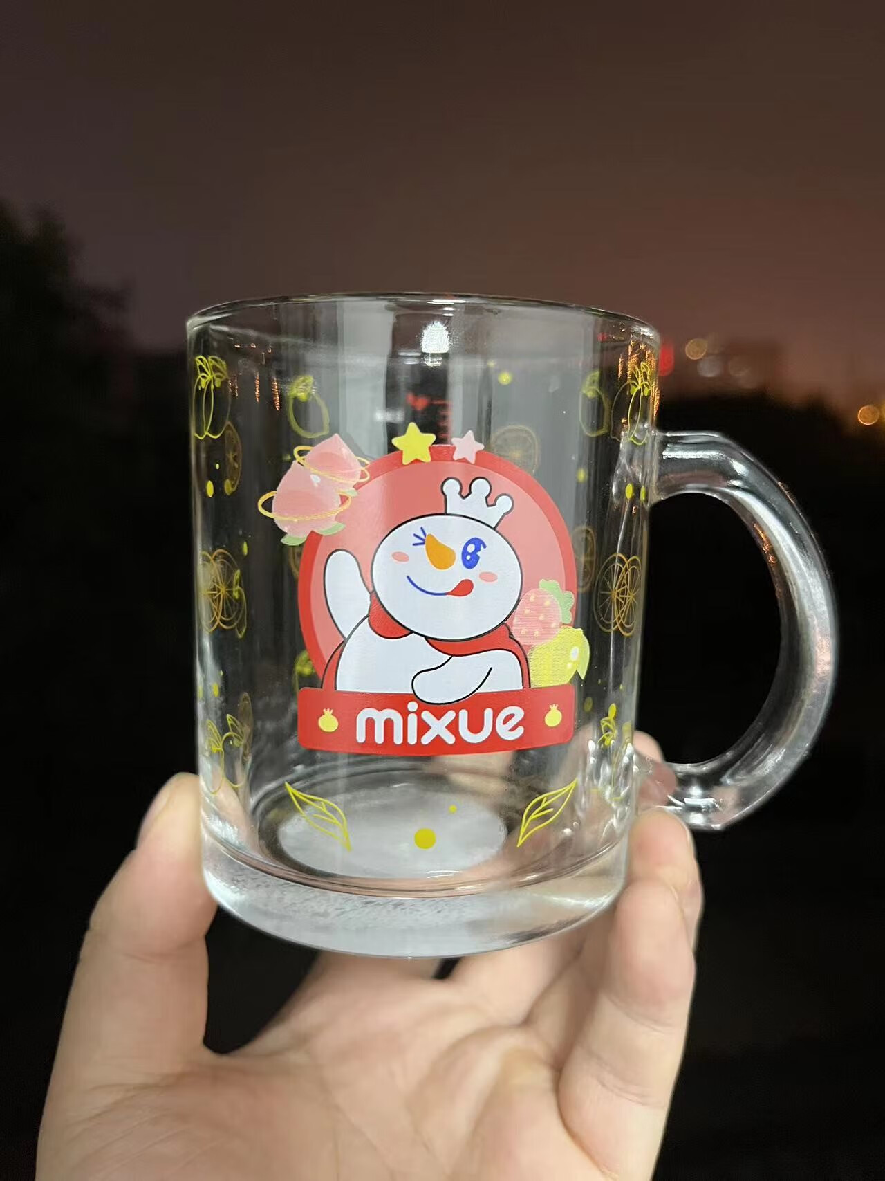 南啵丸雪王玻璃杯 蜜雪冰城杯子刻度杯透明玻璃水杯门店周边网红杯子