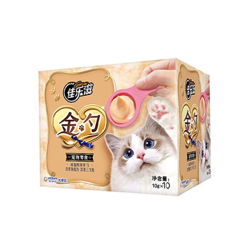 佳乐滋佳乐滋金勺进口成猫慕斯勺挑嘴喵湿粮撸猫零食小 鲣鱼配方添加三文鱼10g*10支