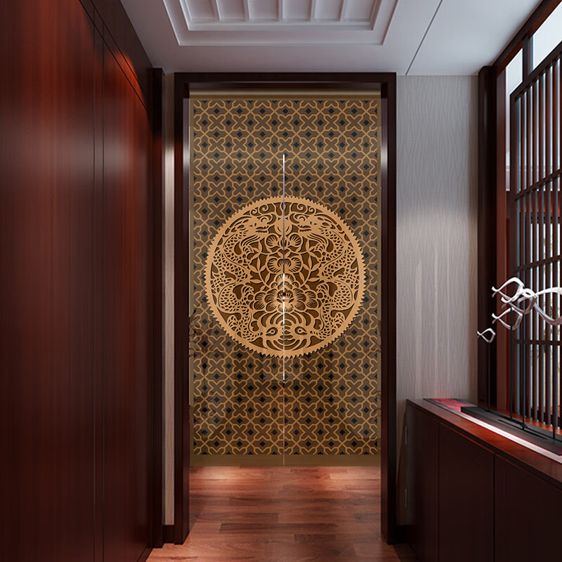 隔断帘布艺装饰家用玄关厨房卫生间免打挡风帘 龙腾图(双透精编布)