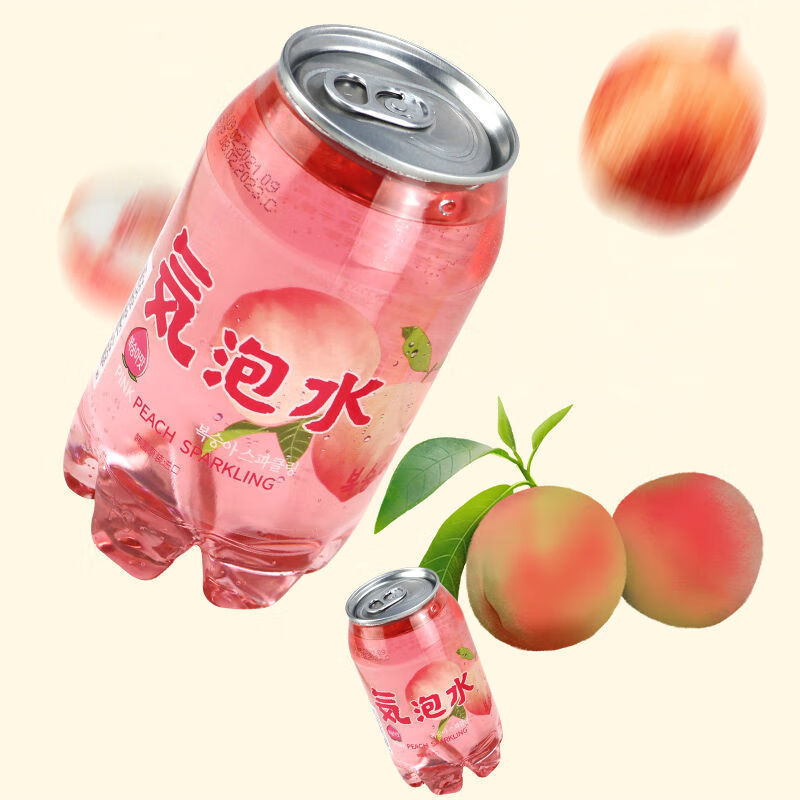 熊古屋韩国进口熊古屋桃味葡萄气泡水0脂肪汽水碳酸饮料350ml夏日饮品