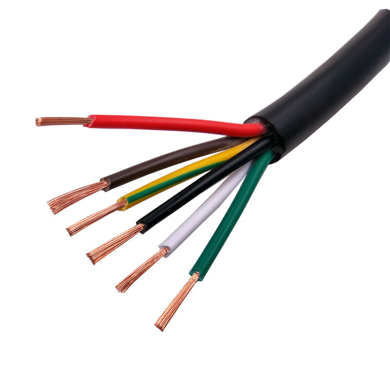 扑哩扑剌六心铜国标电缆线6芯*控制信号线 rvv 6芯*0.12平方【100米】