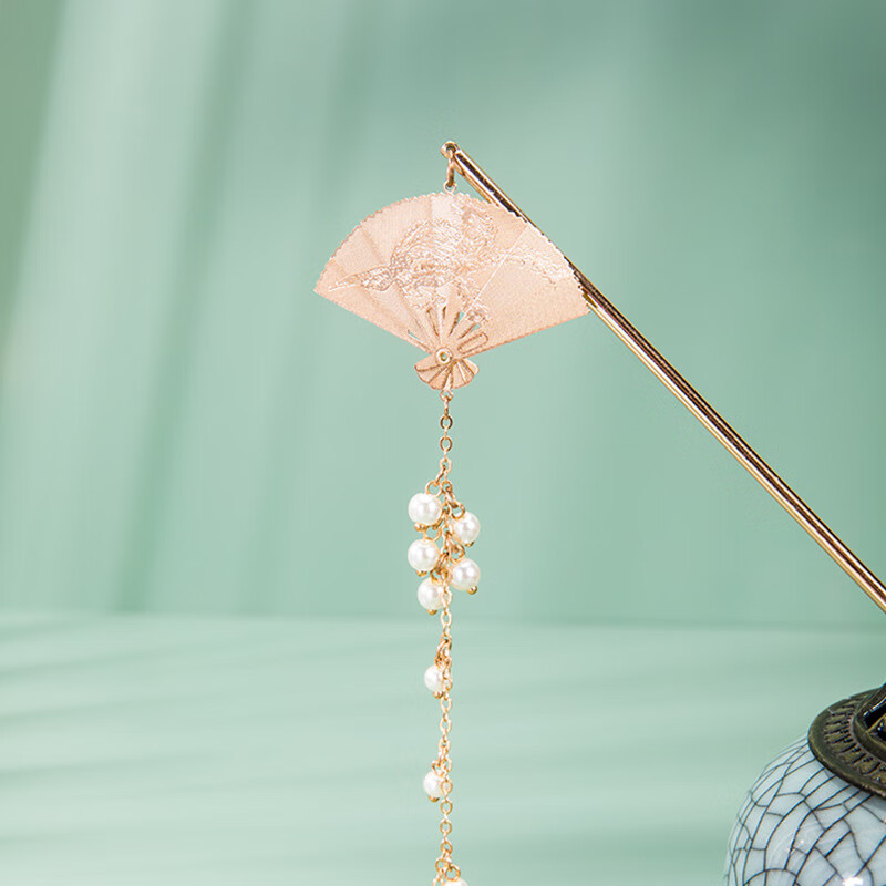 古风发饰气质盘发簪子可爱趣味折扇日常绾发发簪复古头饰汉服配饰