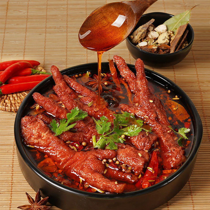 虎钢馋虎皮凤爪香辣卤味鸡爪鸡肉熟食零食小吃整箱批发 香辣味 虎皮