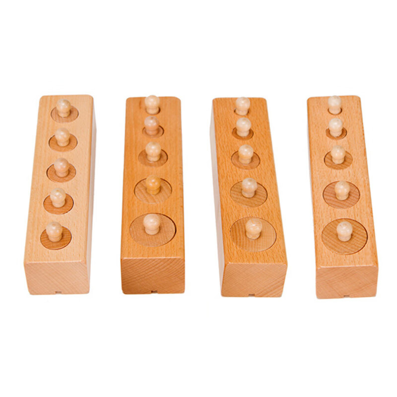 圆柱体插座蒙部蒙特梭利教具幼儿园宝宝大小颜色认知玩具早教积木