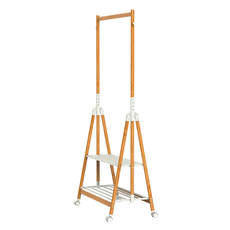 格美居(GEMJU)衣架落地折叠卧室挂衣架简易免安装衣帽架家用阳台晒衣架晾衣杆 云杉白标准款