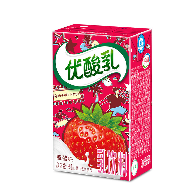 【苏翊鸣同款】伊利优酸乳草莓味250ml*24盒整箱牛奶饮品含乳饮料