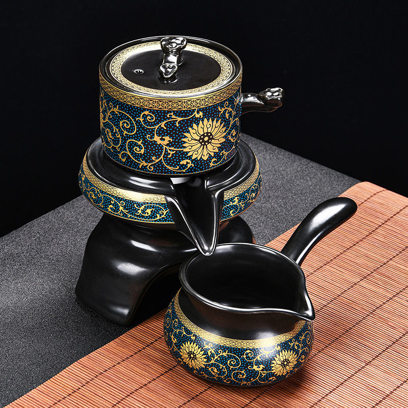 懒人泡茶石墨自动茶具套装家用中式冲茶神器防烫泡茶壶功夫茶杯 缠莲