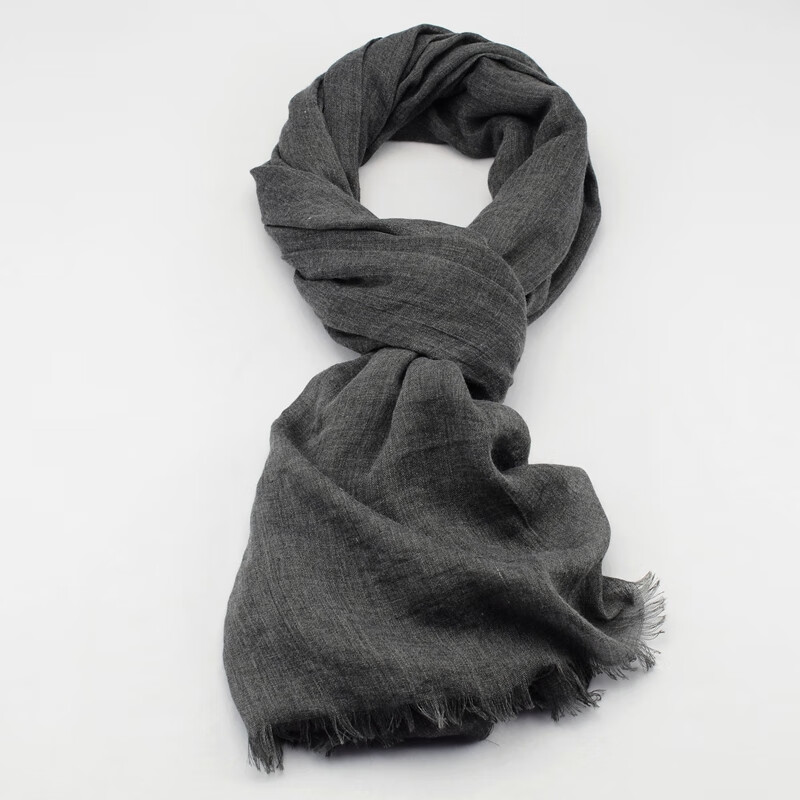 风围巾男女春秋冬季薄款韩版百搭简约纯色黑深灰披肩两用夏天 深灰色