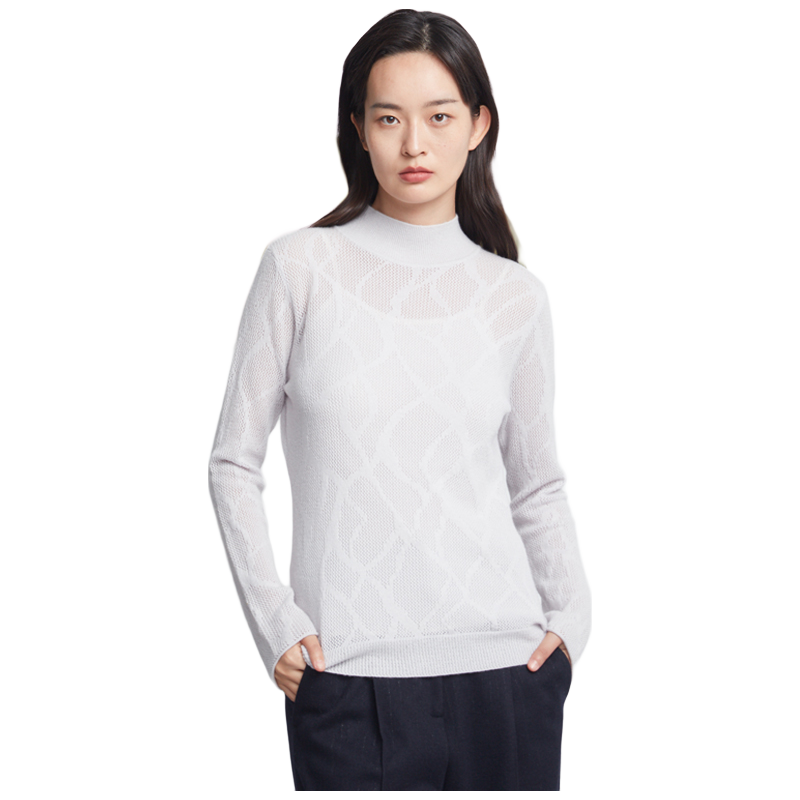 雪蓮秋冬新款山羊絨半高領(lǐng)女套頭衫女式毛衣 W630 100