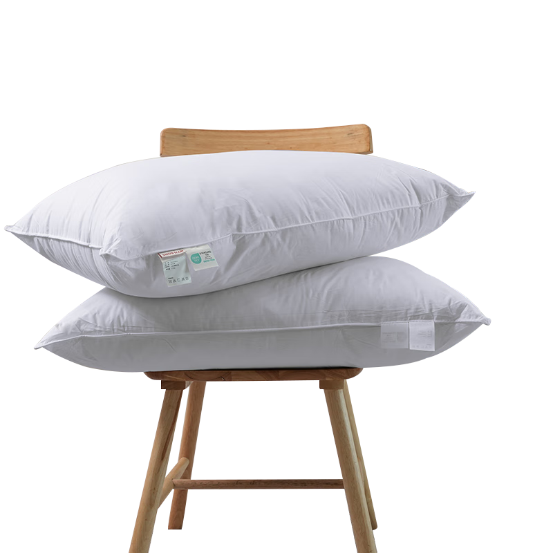 斯诺曼抑菌高回弹星级酒店护颈枕芯柔软纯棉羽丝绒枕头48*74cm充1.1kg白